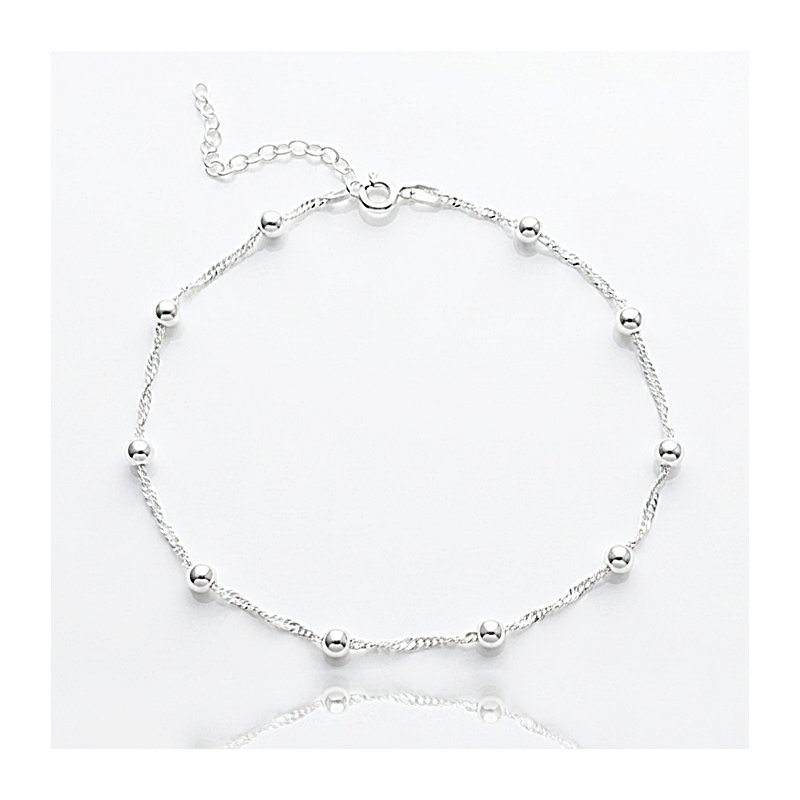 Bransoletka damska na nogę singapur z kuleczką srebro próby 925