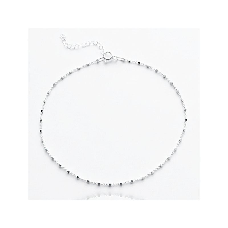 Bransoletka damska na nogę Ankier i kwadraciki srebro próby 925