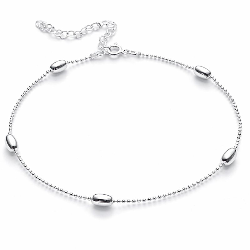 Bransoletka damska na nogę kuleczka z oliwkami srebro próby 925