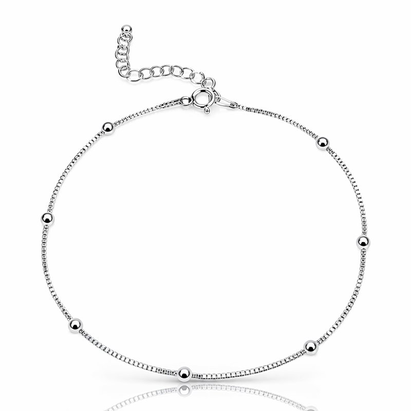 Bransoletka damska na nogę wenecjanka z kuleczką srebro próby 925