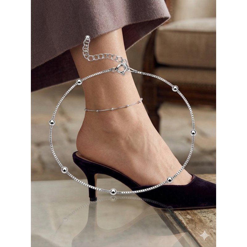 Bransoletka damska na nogę wenecjanka z kuleczką srebro próby 925