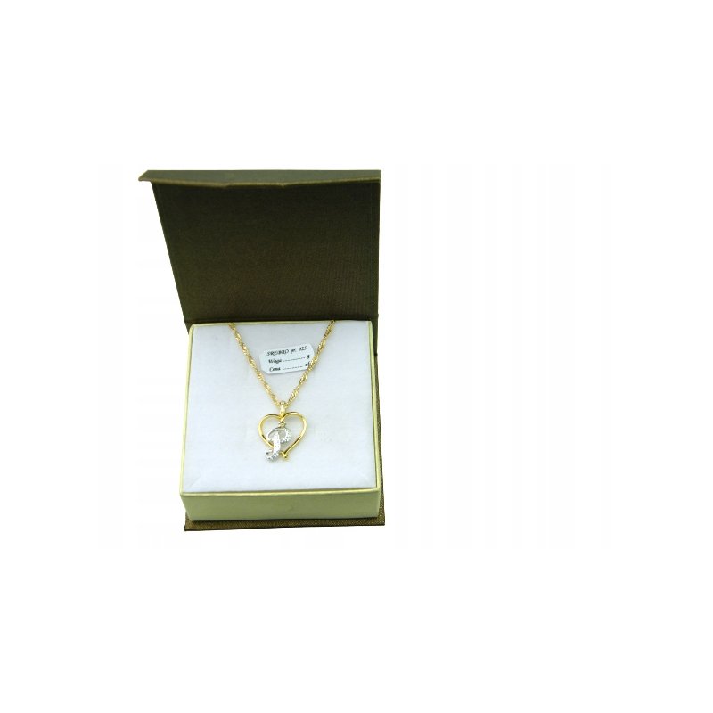 Łańcuszek damski z serduszkiem literka P srebro próby 925 pozłacane
