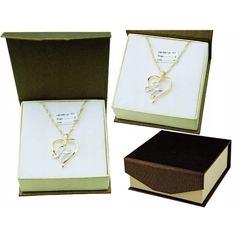 Łańcuszek damski z serduszkiem literka H srebro próby 925 pozłacane