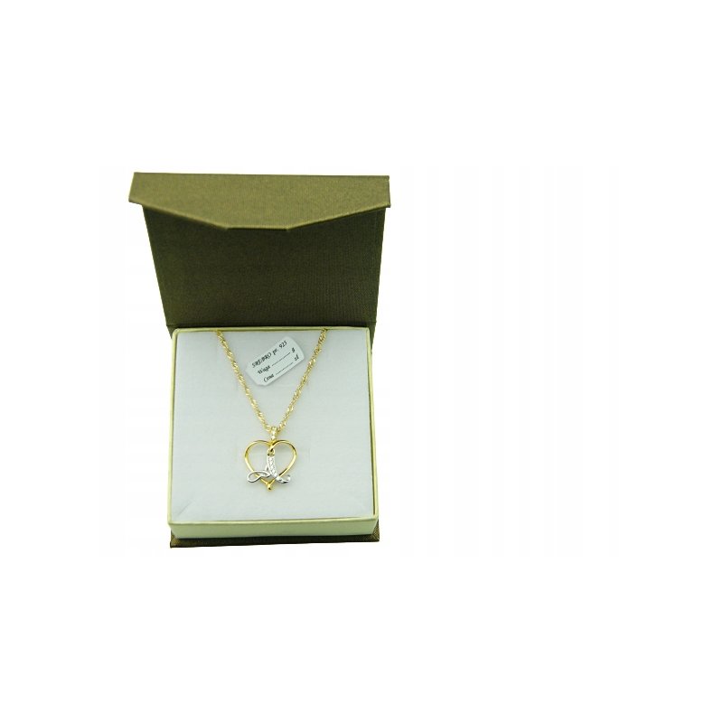 Łańcuszek damski z serduszkiem literka A srebro próby 925 pozłacane