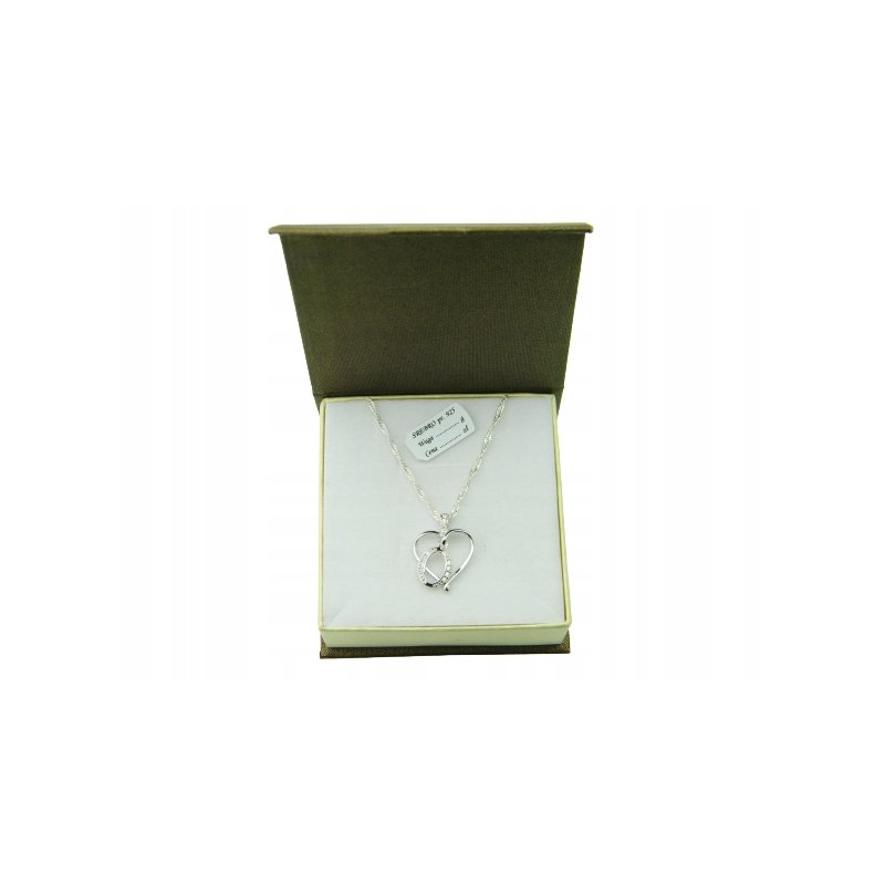 Łańcuszek damski z serduszkiem literka O srebro próby 925