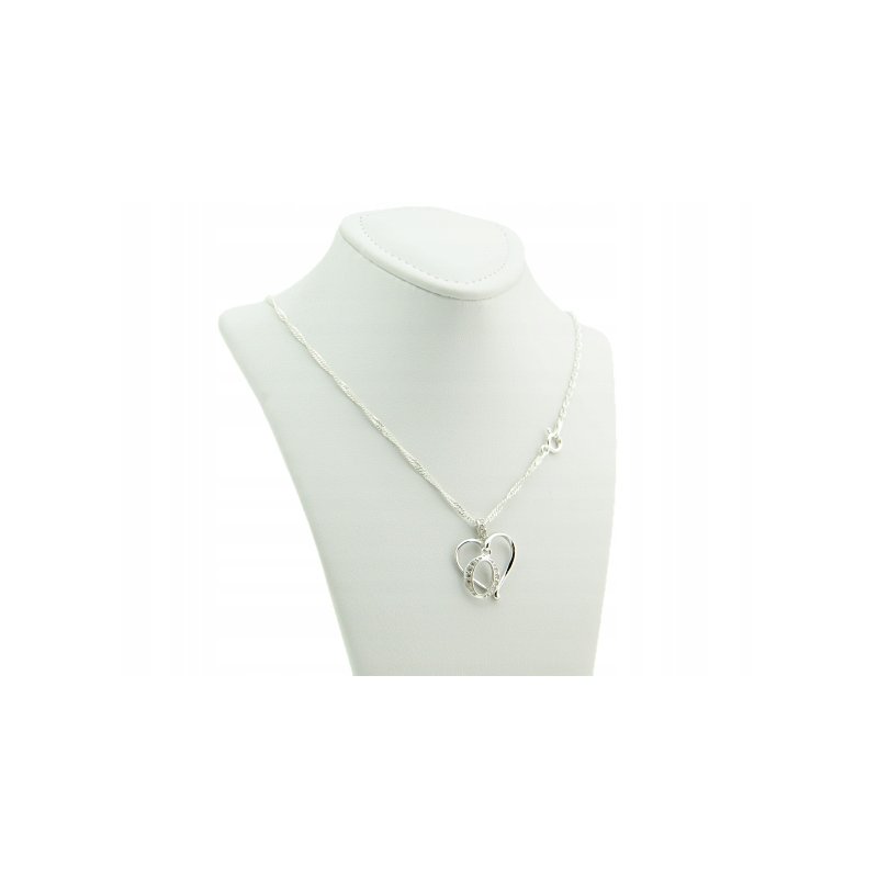 Łańcuszek damski z serduszkiem literka O srebro próby 925