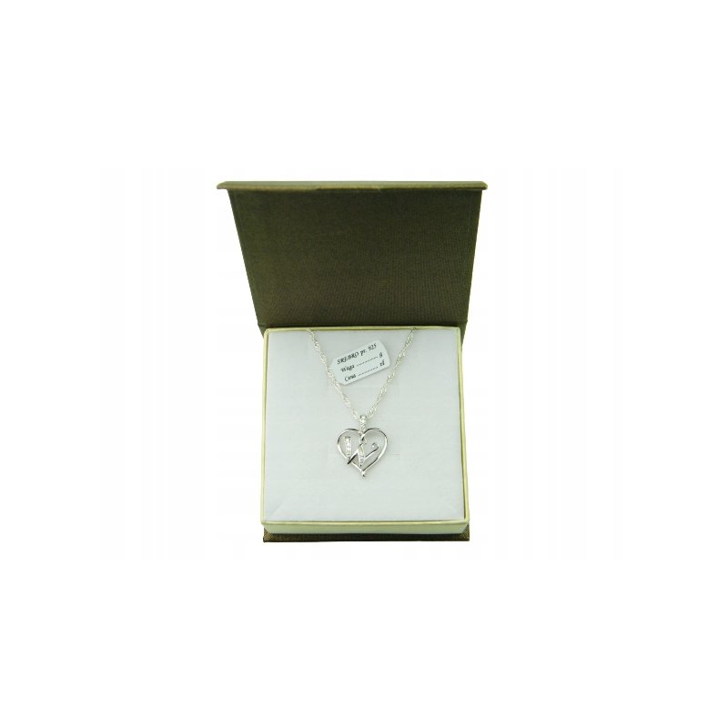 Łańcuszek damski z serduszkiem literka W srebro próby 925