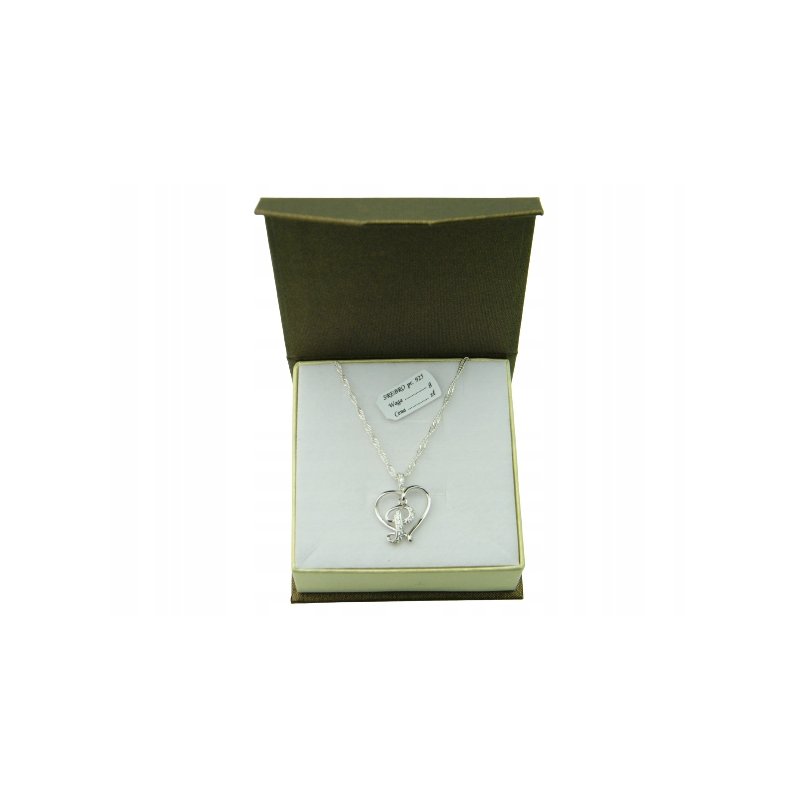 Łańcuszek damski z serduszkiem literka P srebro próby 925