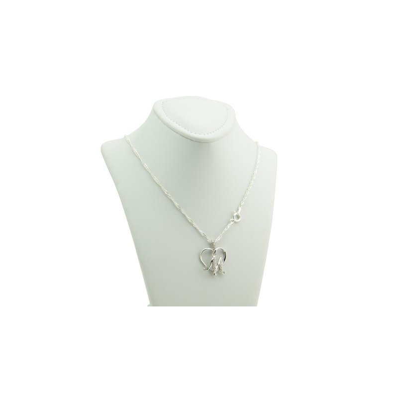 Łańcuszek damski z serduszkiem literka K srebro próby 925