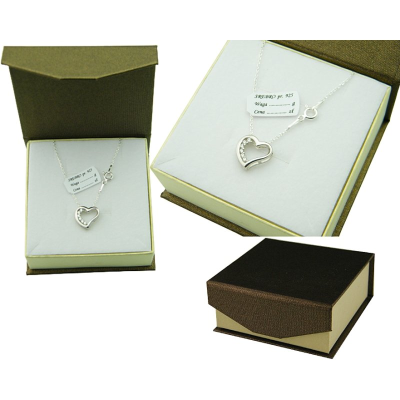Łańcuszek damski z serduszkiem srebro próby 925