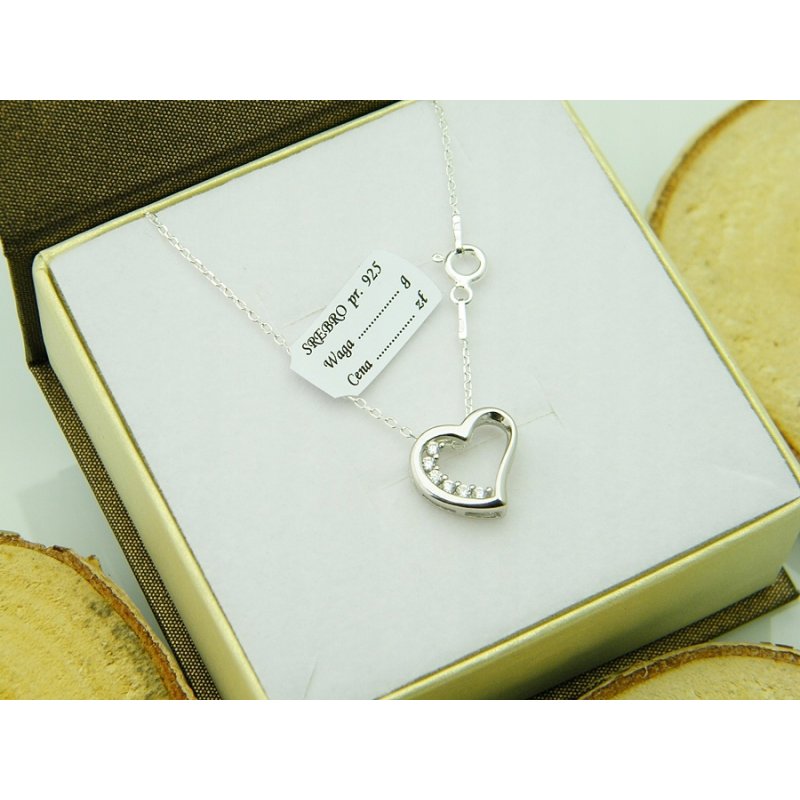 Łańcuszek damski z serduszkiem srebro próby 925
