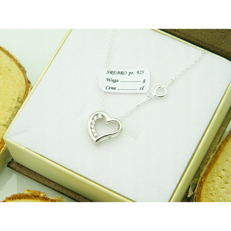 Łańcuszek damski z serduszkiem srebro próby 925