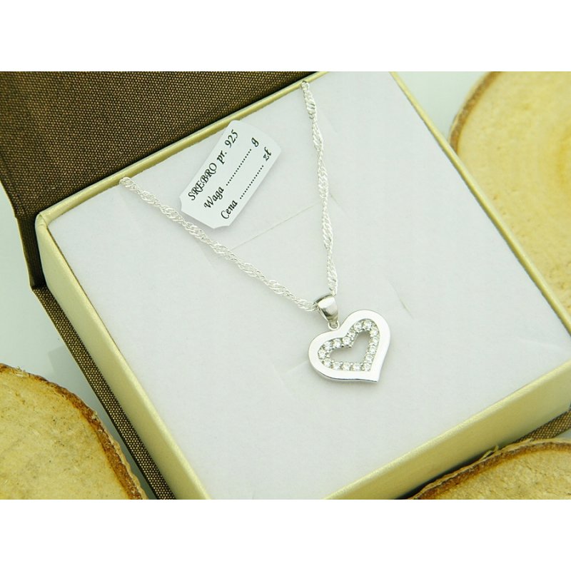 Łańcuszek damski z serduszkiem srebro próby 925