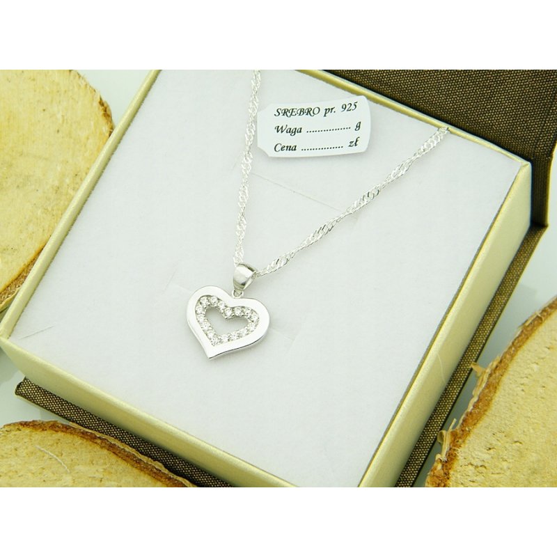 Łańcuszek damski z serduszkiem srebro próby 925