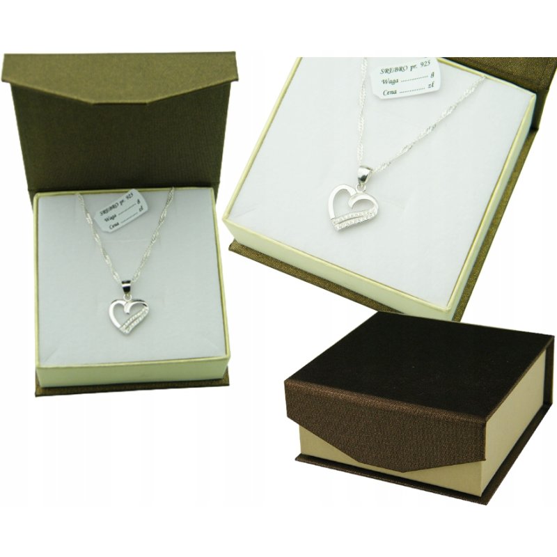 Łańcuszek damski z serduszkiem srebro próby 925
