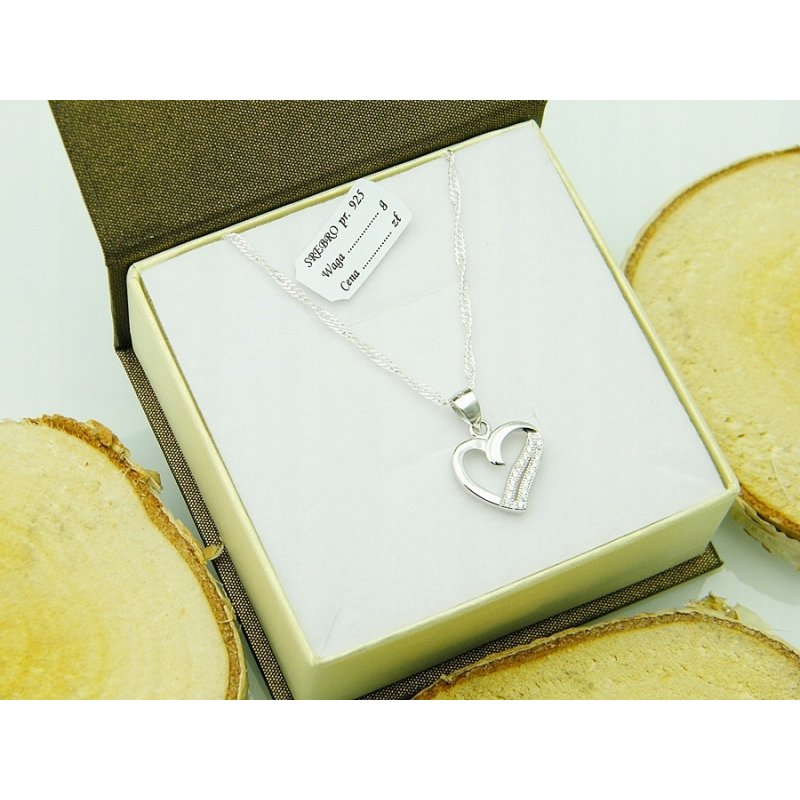 Łańcuszek damski z serduszkiem srebro próby 925
