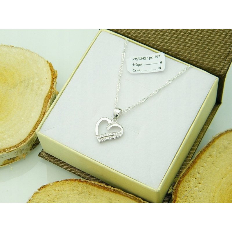 Łańcuszek damski z serduszkiem srebro próby 925