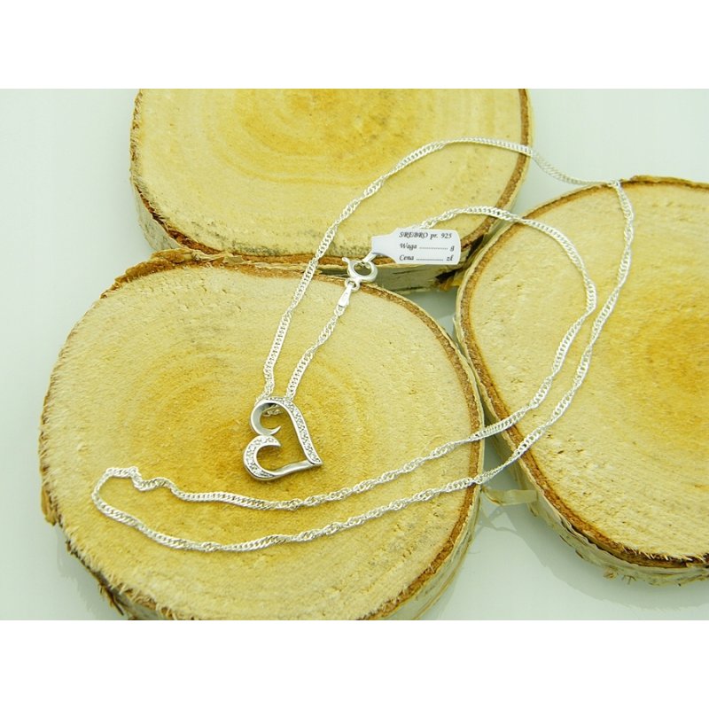 Łańcuszek damski z serduszkiem srebro próby 925