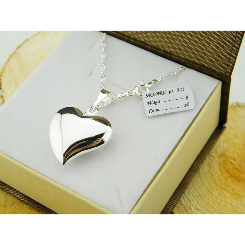 Łańcuszek damski z serduszkiem srebro próby 925