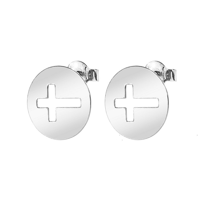 Kolczyki celebrytki Krzyżyk srebro próby 925