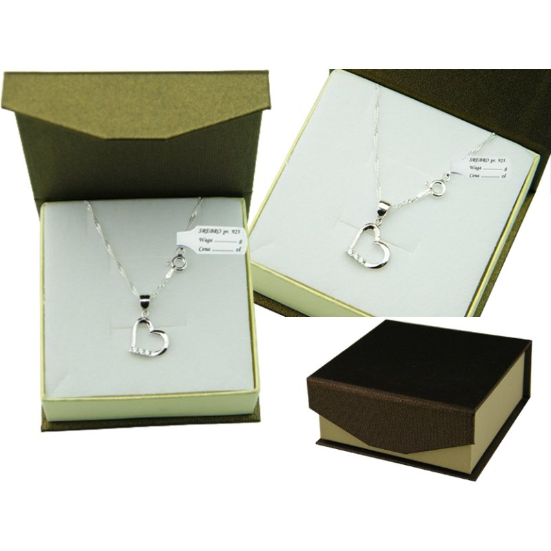 Łańcuszek damski z serduszkiem srebro próby 925