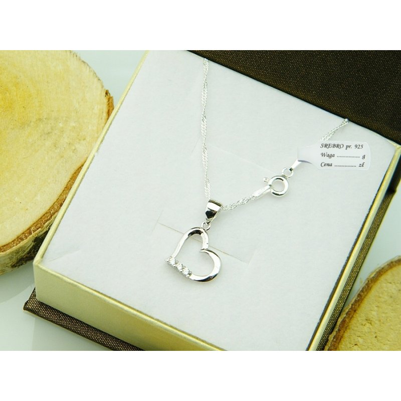 Łańcuszek damski z serduszkiem srebro próby 925