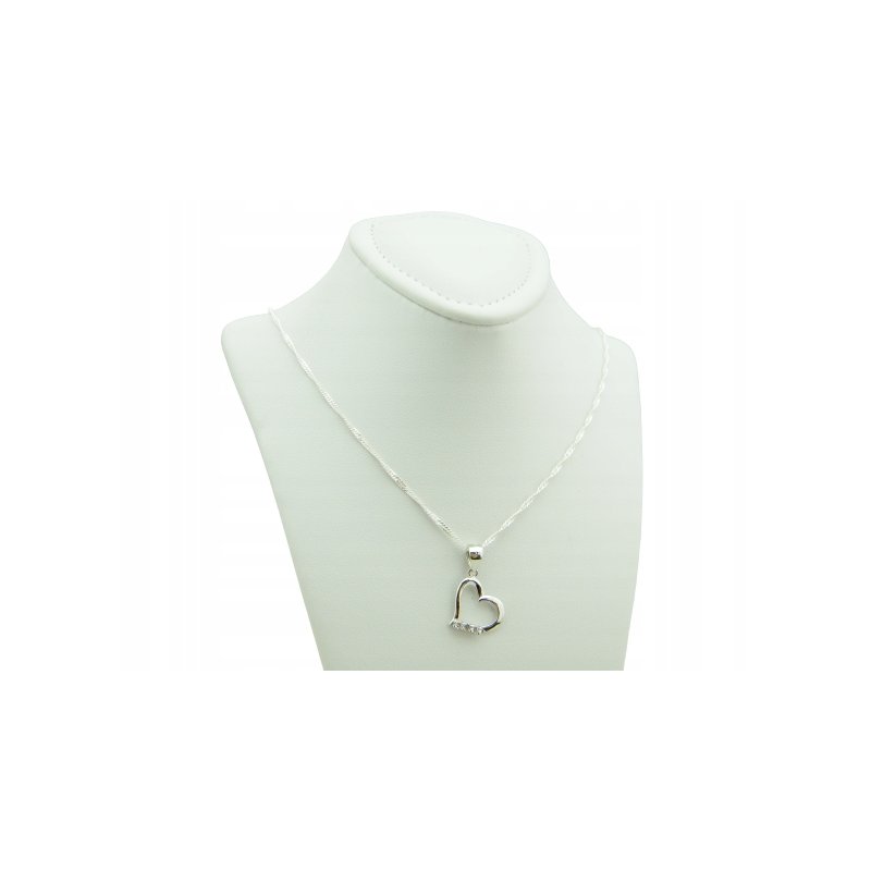 Łańcuszek damski z serduszkiem srebro próby 925