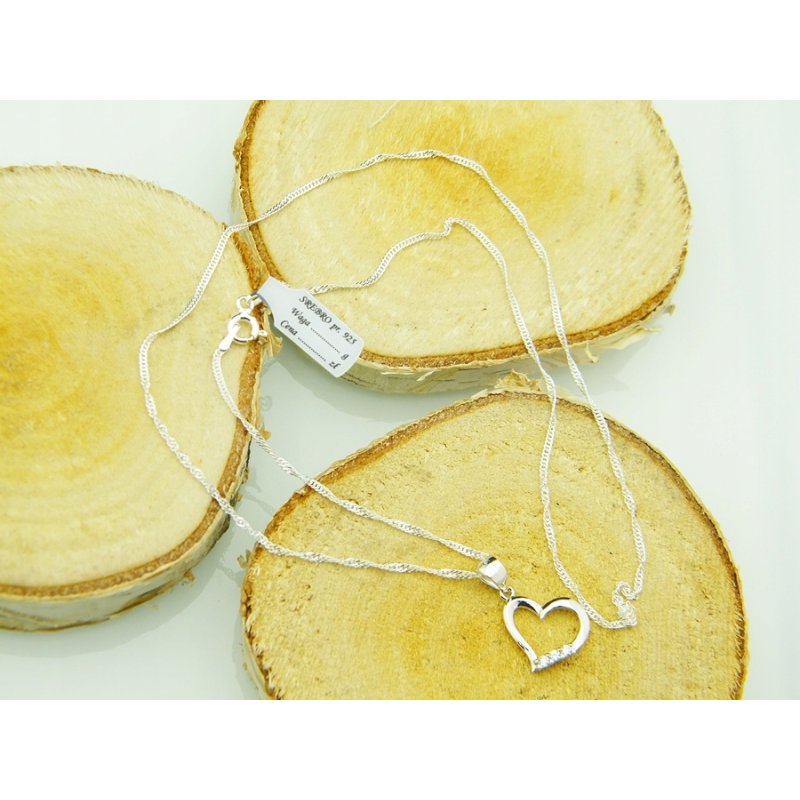 Łańcuszek damski z serduszkiem srebro próby 925