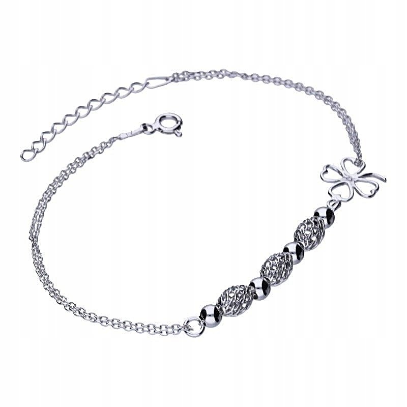 Bransoletka damska Czterolistna Koniczynka srebro próby 925