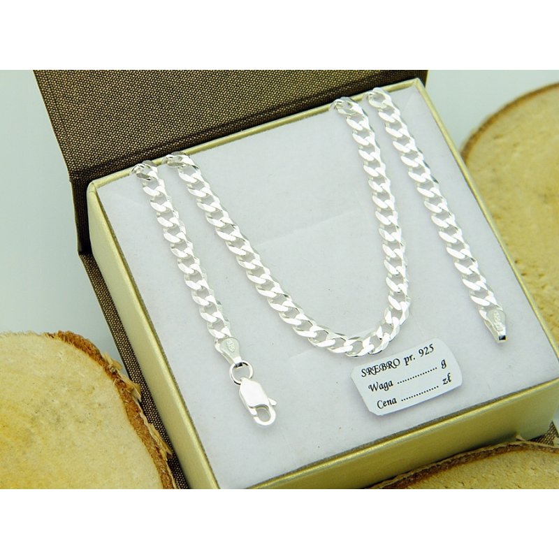 Łańcuszek męski pancerka 60cm srebro próby 925