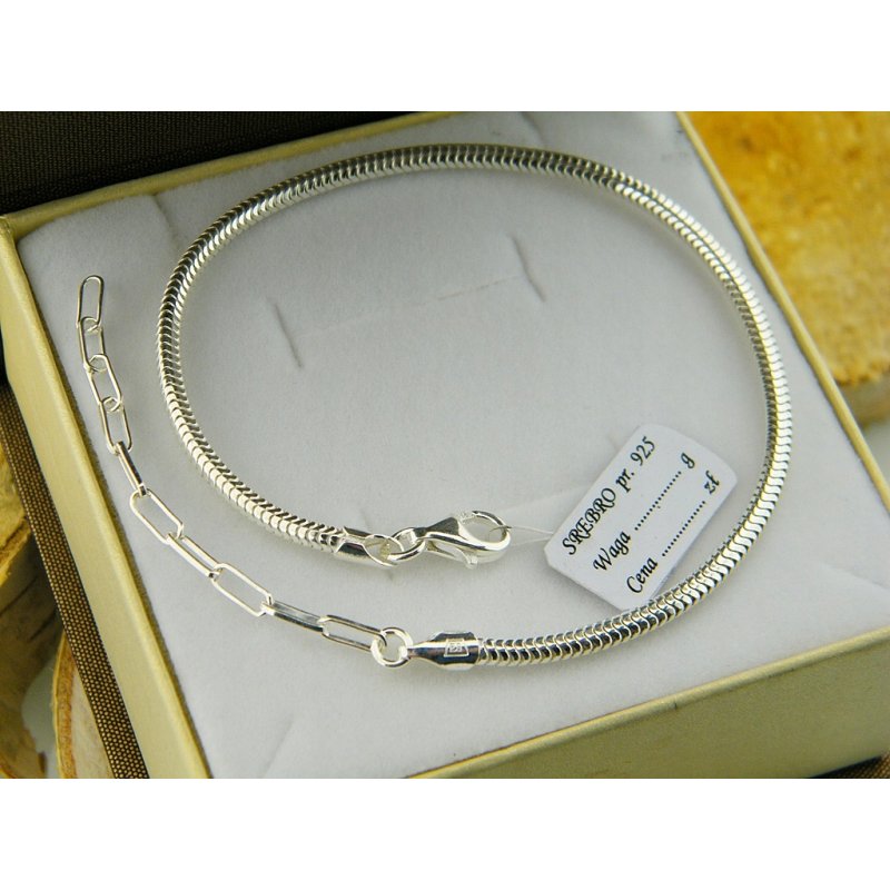 Bransoletka damska modułowa baza Bead Charms srebro próby 925