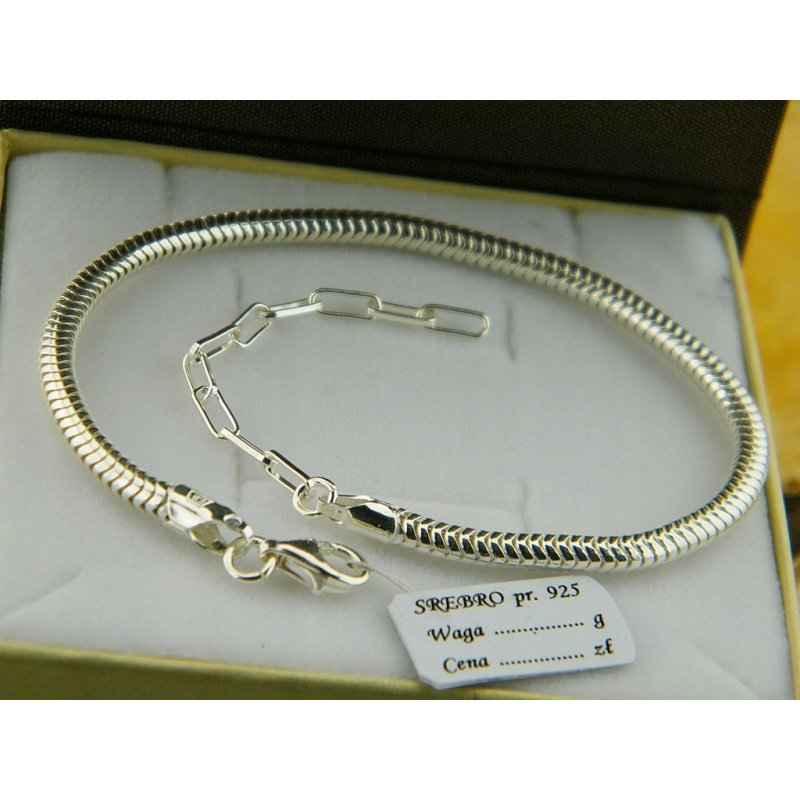 Bransoletka damska modułowa baza Bead Charms srebro próby 925