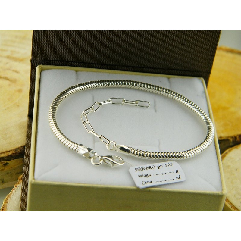 Bransoletka damska modułowa baza Bead Charms srebro próby 925