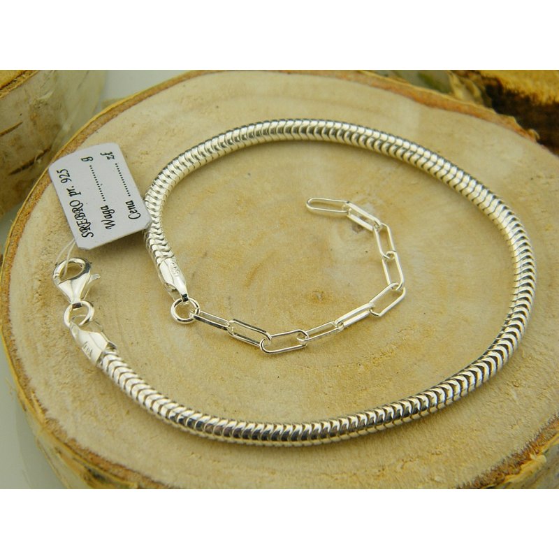 Bransoletka damska modułowa baza Bead Charms srebro próby 925