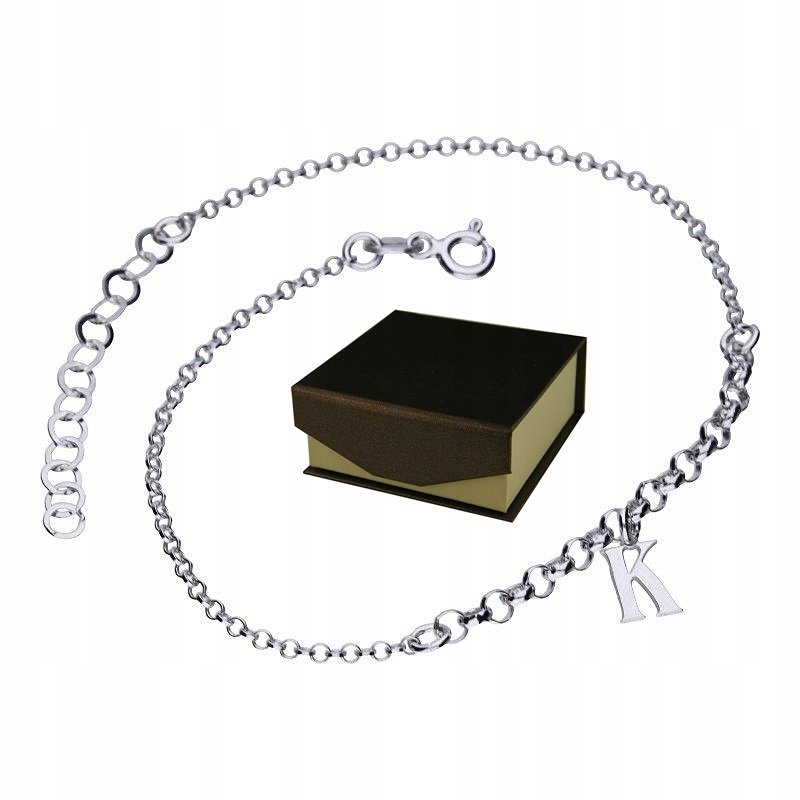 Bransoletka damska z literką K srebro próby 925