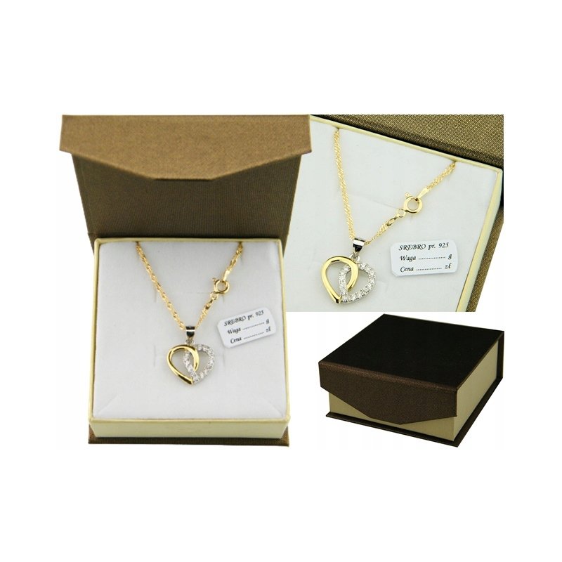 Łańcuszek damski z serduszkiem srebro próby 925 pozłacane