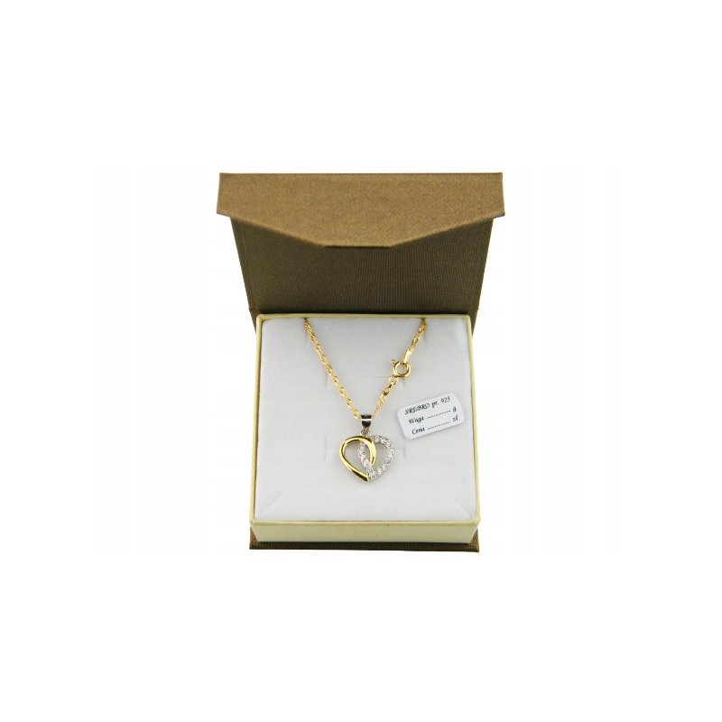 Łańcuszek damski z serduszkiem srebro próby 925 pozłacane