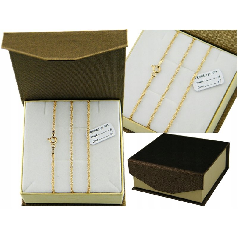 Łańcuszek damski Singapur srebro próby 925 pozłacane