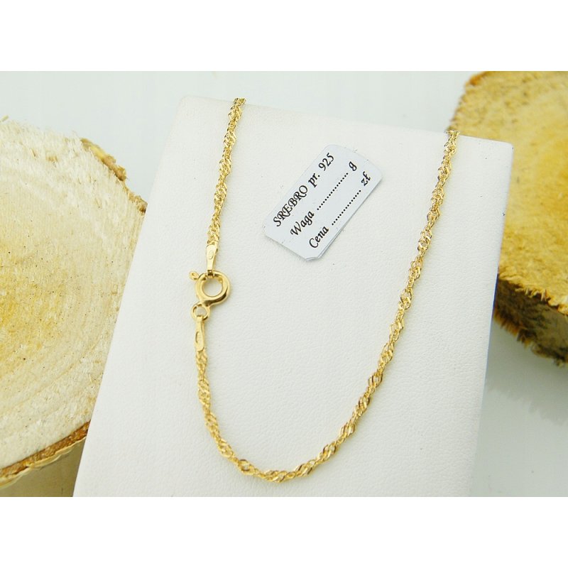 Łańcuszek damski Singapur srebro próby 925 pozłacane