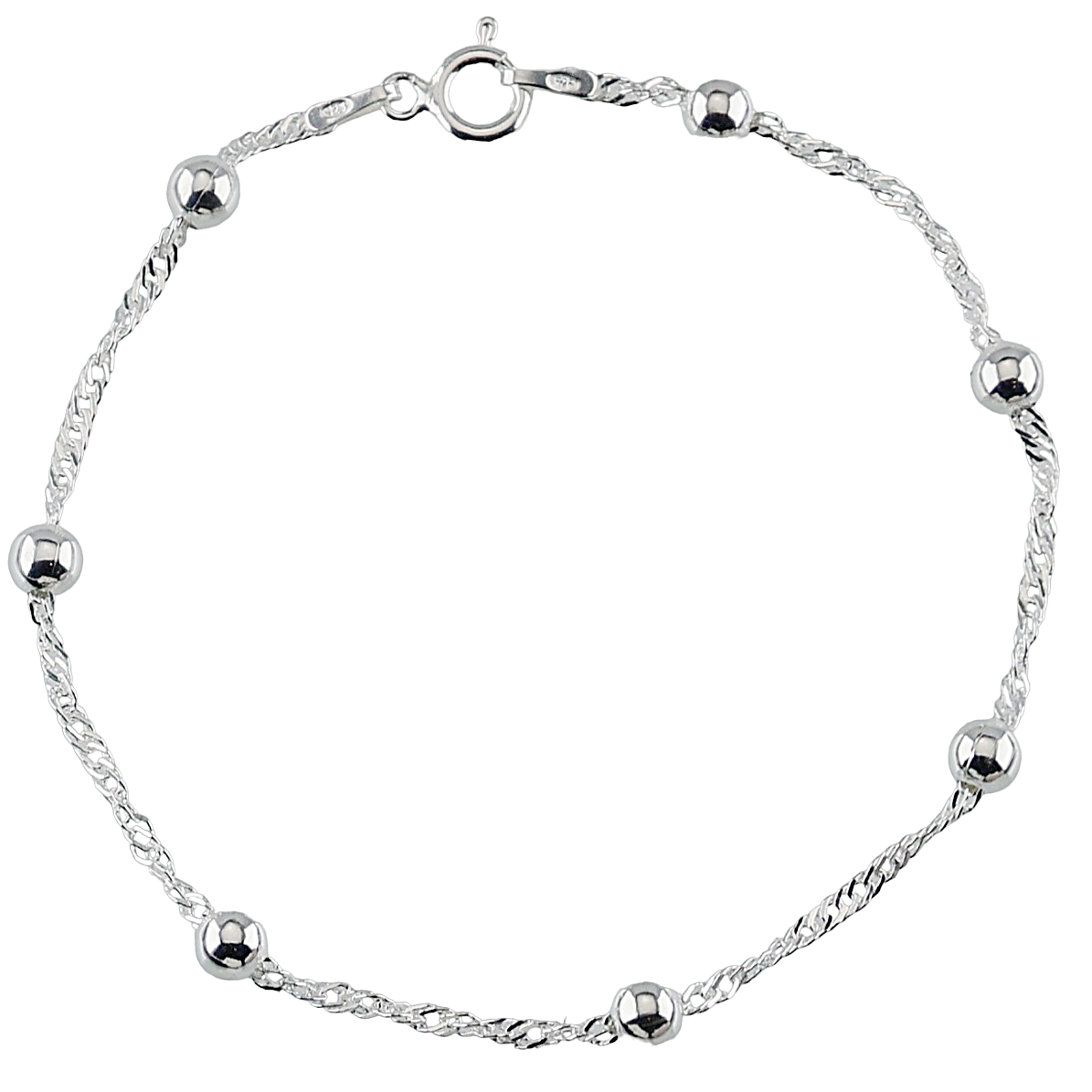 ŁAŃCUSZEK NASZYJNIK DAMSKI SREBRNY PRÓBA 925 SINGAPUR Z KULECZKAMI 45 CM Szerokość produktu 0.16 cm