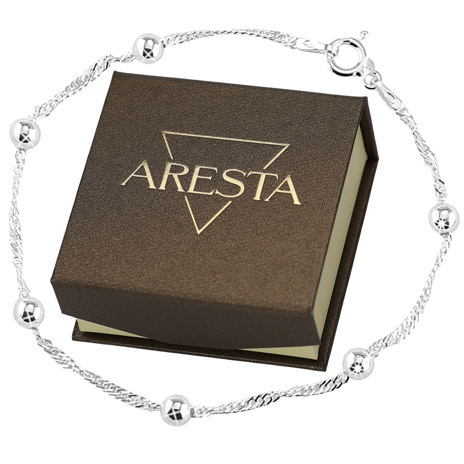 ŁAŃCUSZEK NASZYJNIK DAMSKI SREBRNY PRÓBA 925 SINGAPUR Z KULECZKAMI 45 CM Płeć kobieta